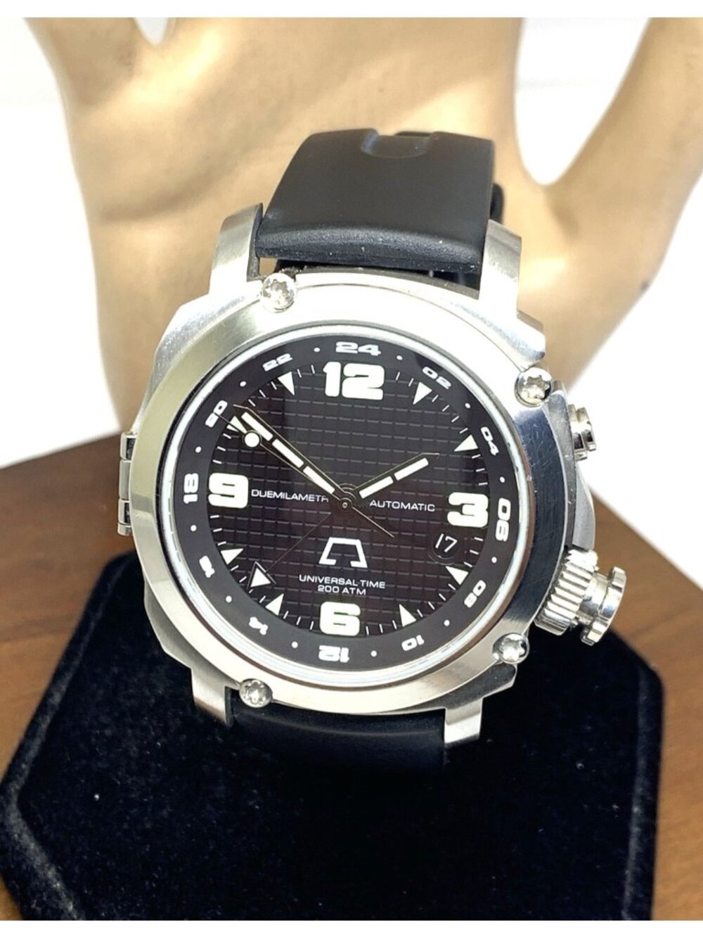 Anonimo Men's Watch 6001 Swiss Automatic GMT Black Dial Rubber Strap 45mm